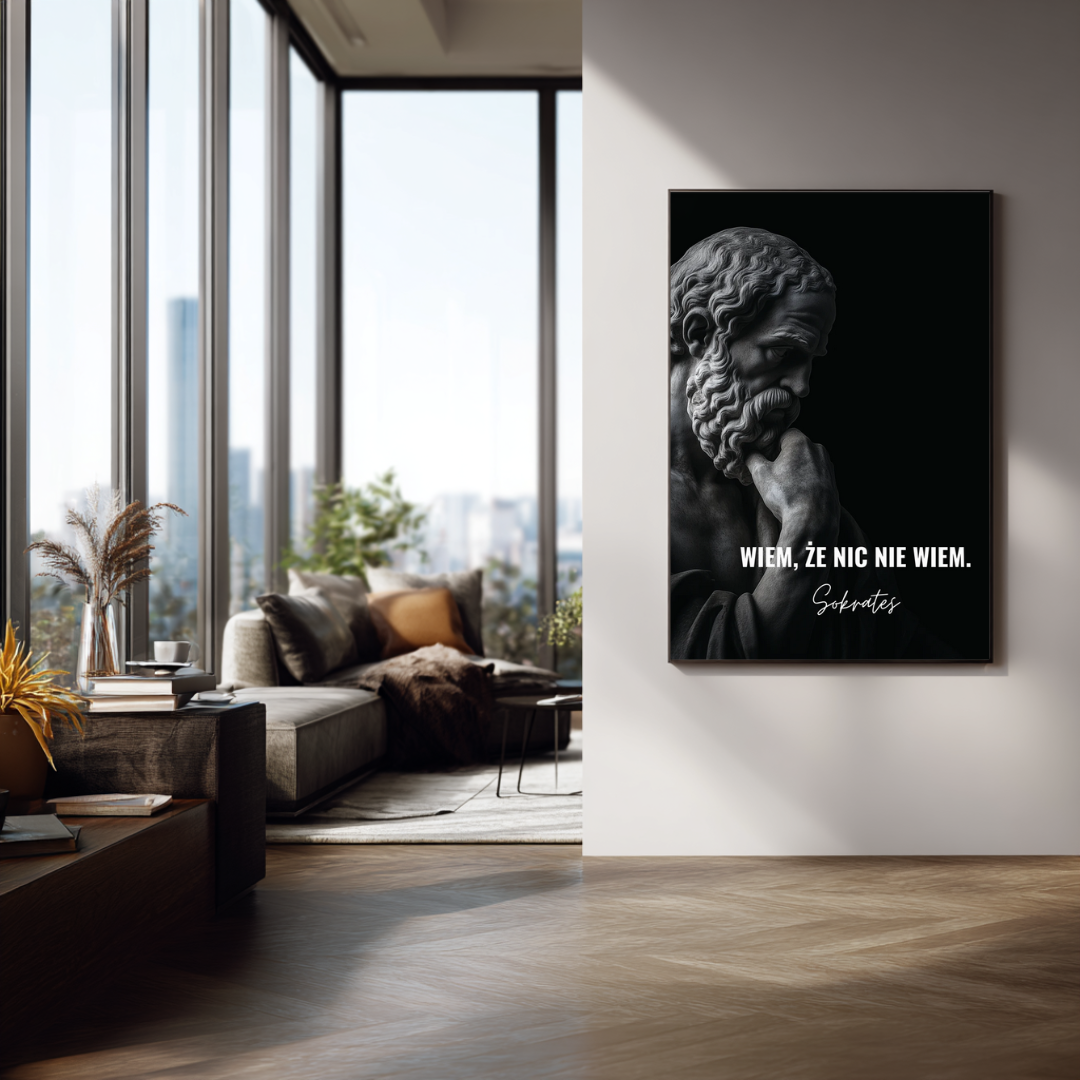 Plakat z cytatem Sokratesa