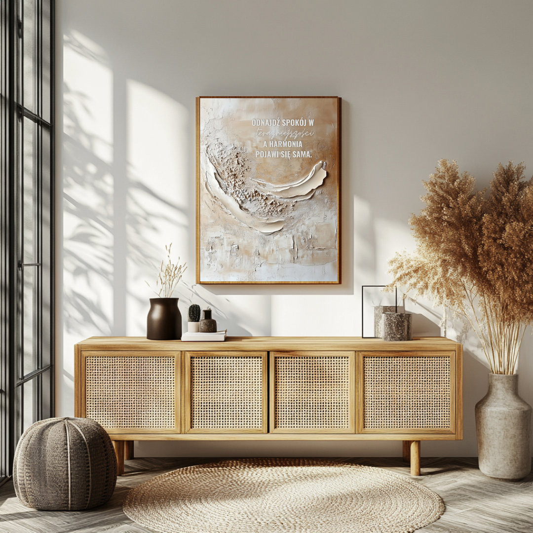 Plakat z cytatem o teraźniejszości